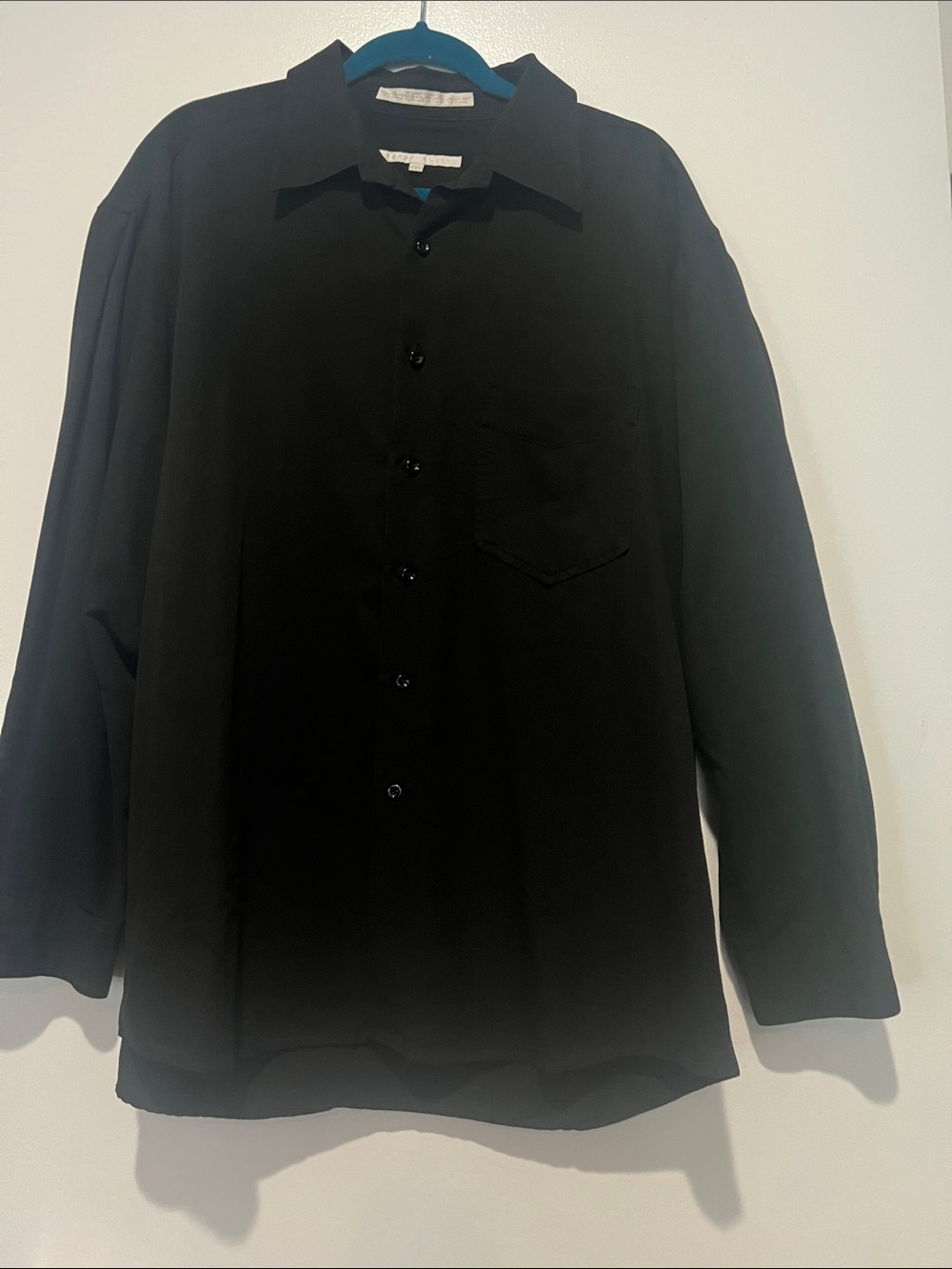 Mens Perry Ellis Black Button-Up Shirt Vintage size L